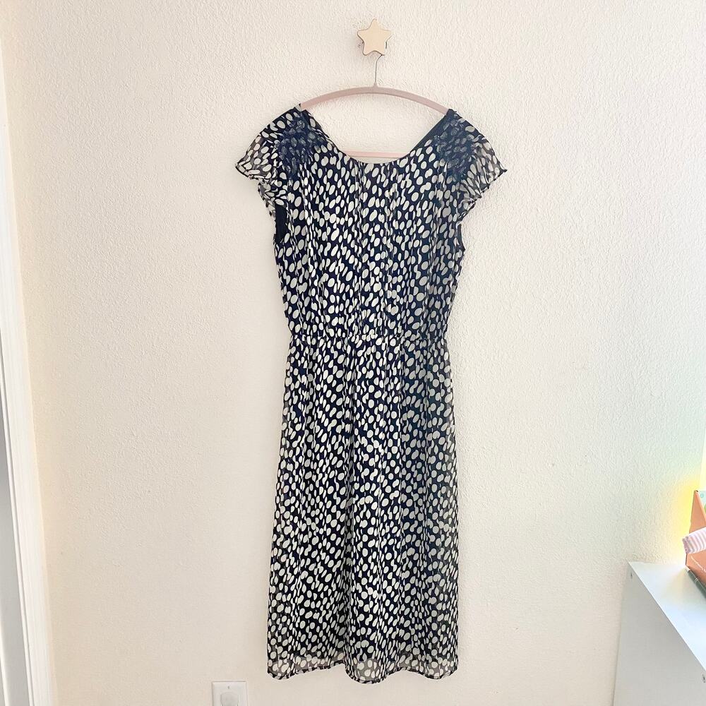 Collective Concepts Black White Polka Dot Print Short Sleeve Midi Dress S NWT